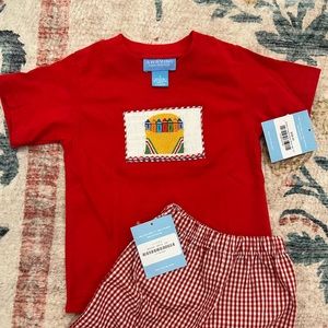 NWT. Anavini Crayon Smocked Short Set. Size 2T.